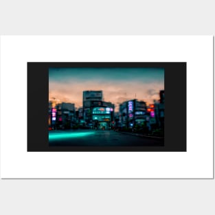 Tokyo City Street View With Neon signs / Tokyo, Japan Posters and Art